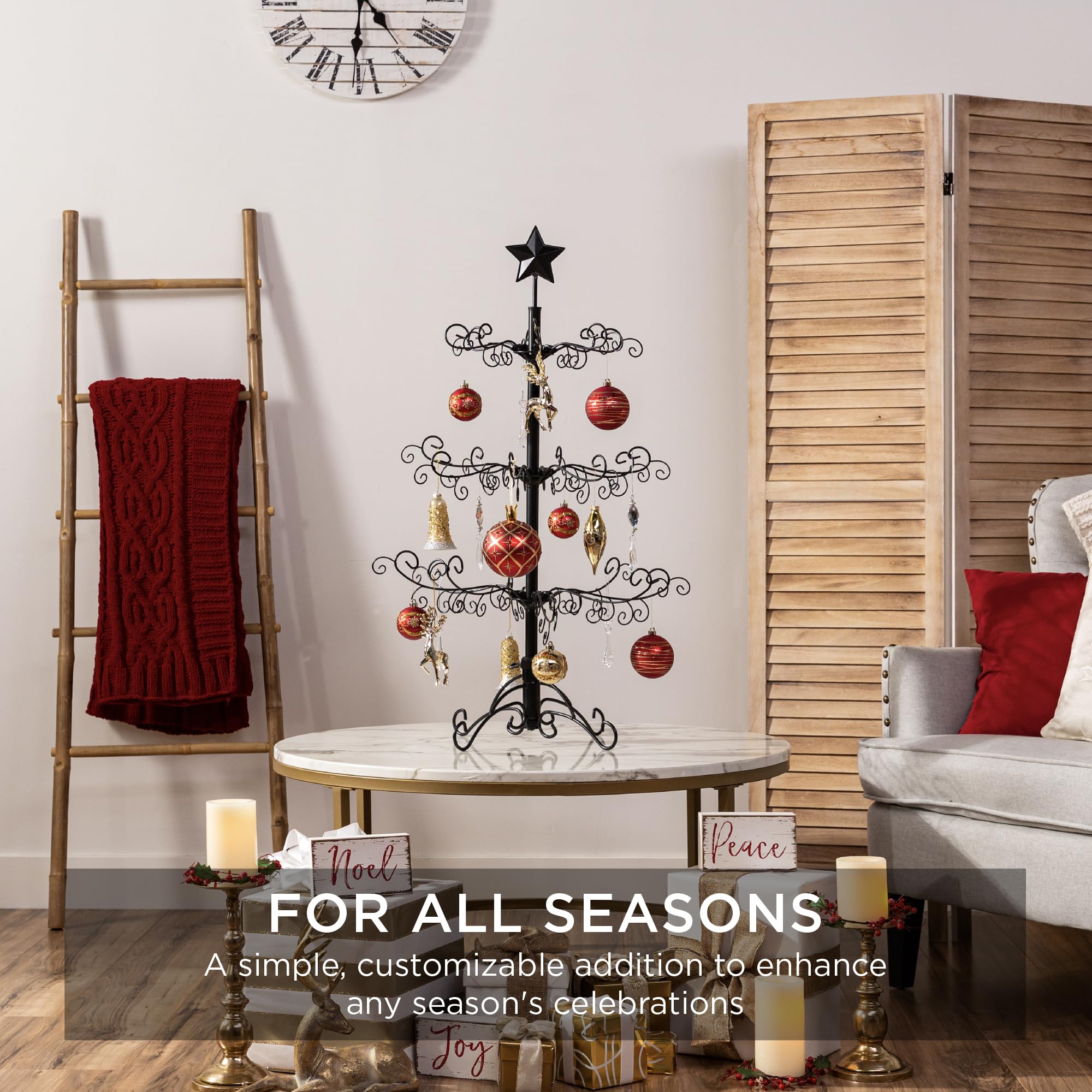 Best Choice Products 3ft Wrought Iron Ornament Display Christmas Tree w/Easy Assembly and Stand - Black